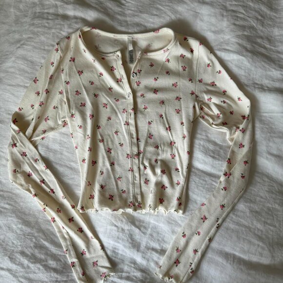 Skims Logo Pointelle Cardigan Rosebud Valentines XS - Picture 2 of 4